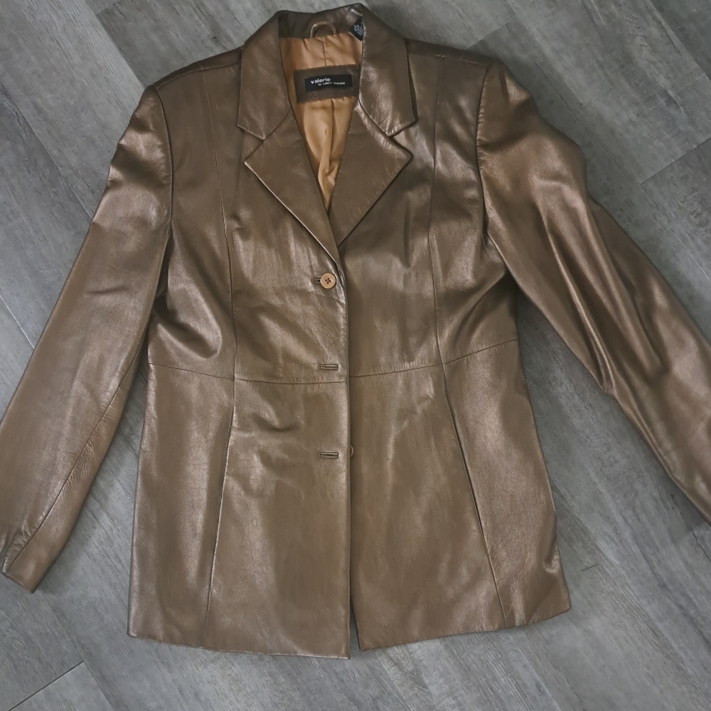 L Valerie Steven's Bronze tone Leather Jacket